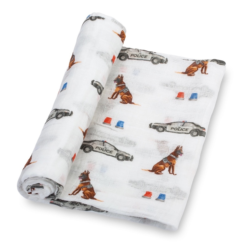 (NEW) Adorable Police Dog Muslin Swaddle